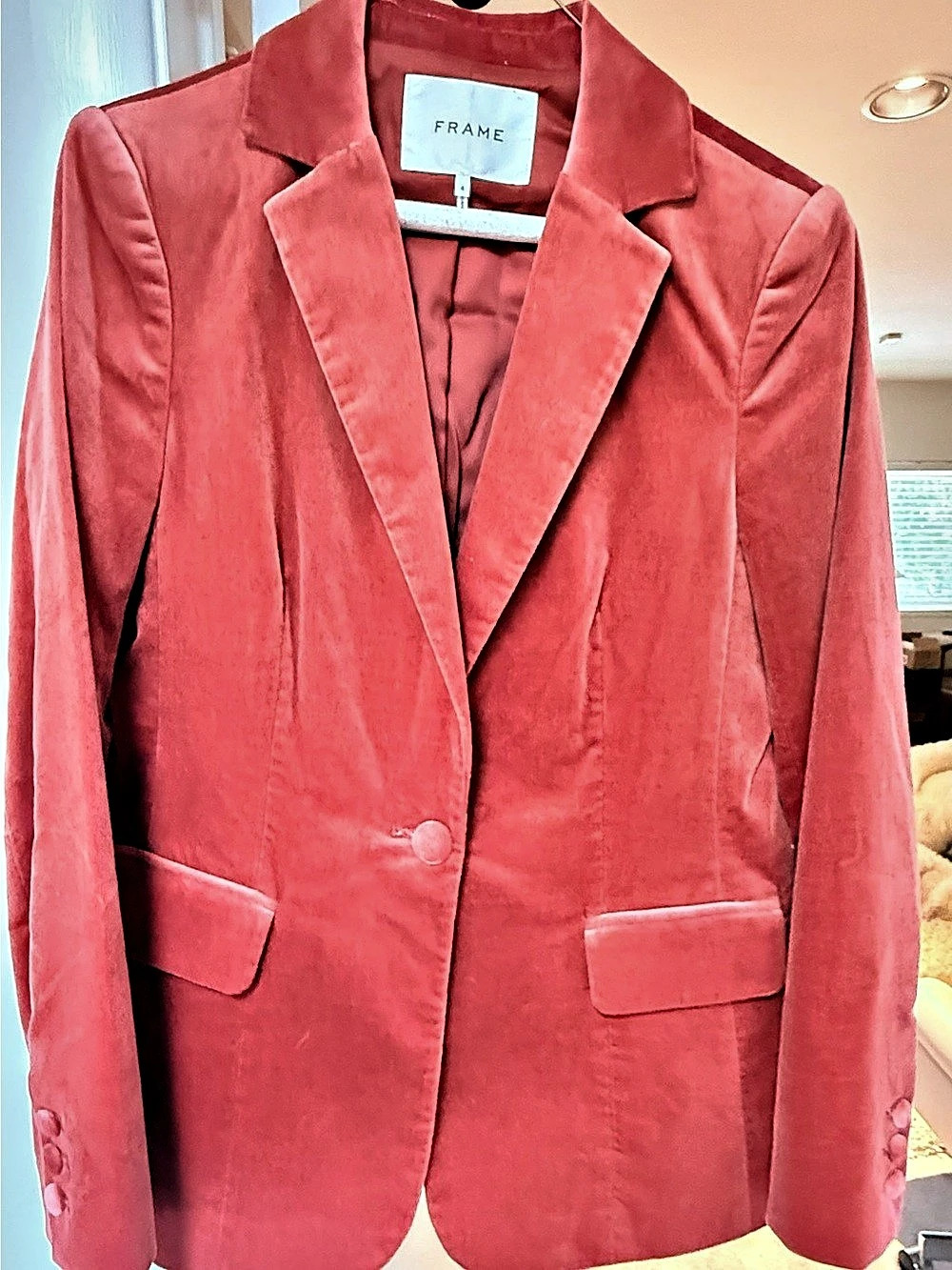 FRAME Classic Velvet Blazer Pink Size 4